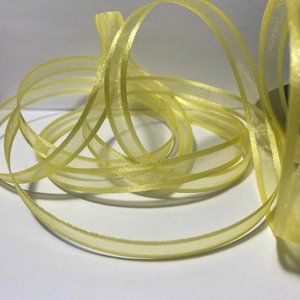 4 Yellow with Border Sheer Organza Ribbon Yellow